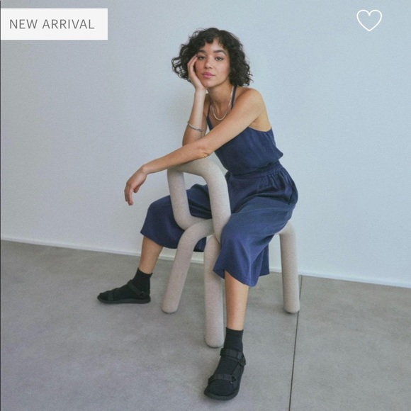 New $238 Lunya Washable Silk Wide Leg Crop Pant Set Pajamas in Deep Blue XS - Picture 5 of 14